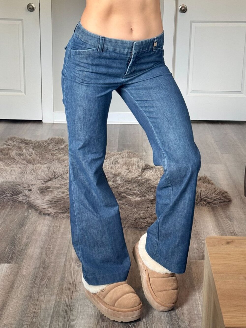 Y2K 2000s Express Low Rise Flare Jeans Womens 4R Wide Leg Preppy Office Siren